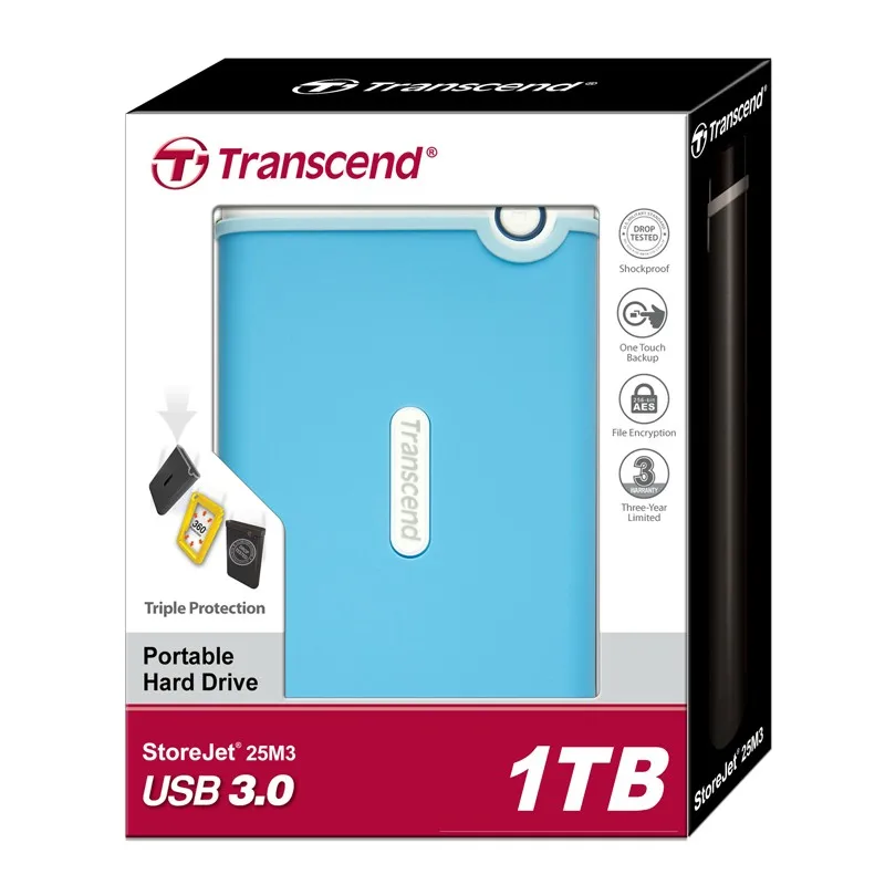 Transcend 25M3 USB 3.0 Encryption External Hard Drive 1TB HDD Hard Disk