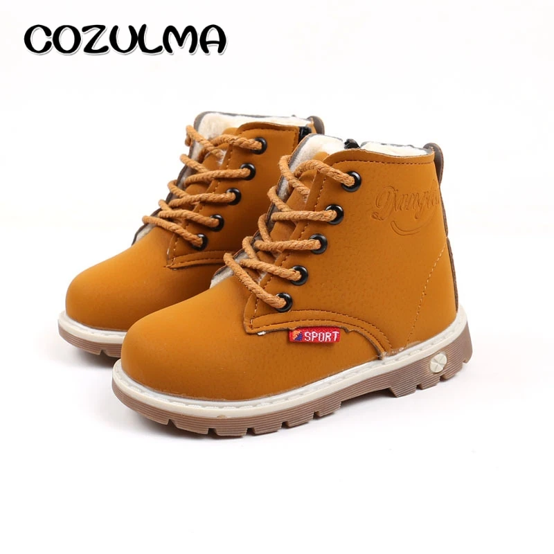COZULMA Autumn Winter Toddler Kids Boots with Fur Girls Boys Martin