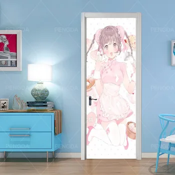 

DIY Mural Waterproof Wallpaper Anime Girl Self Adhesive Door Sticker Canvas Print Picture Renovation New Bedroom Home Decoration
