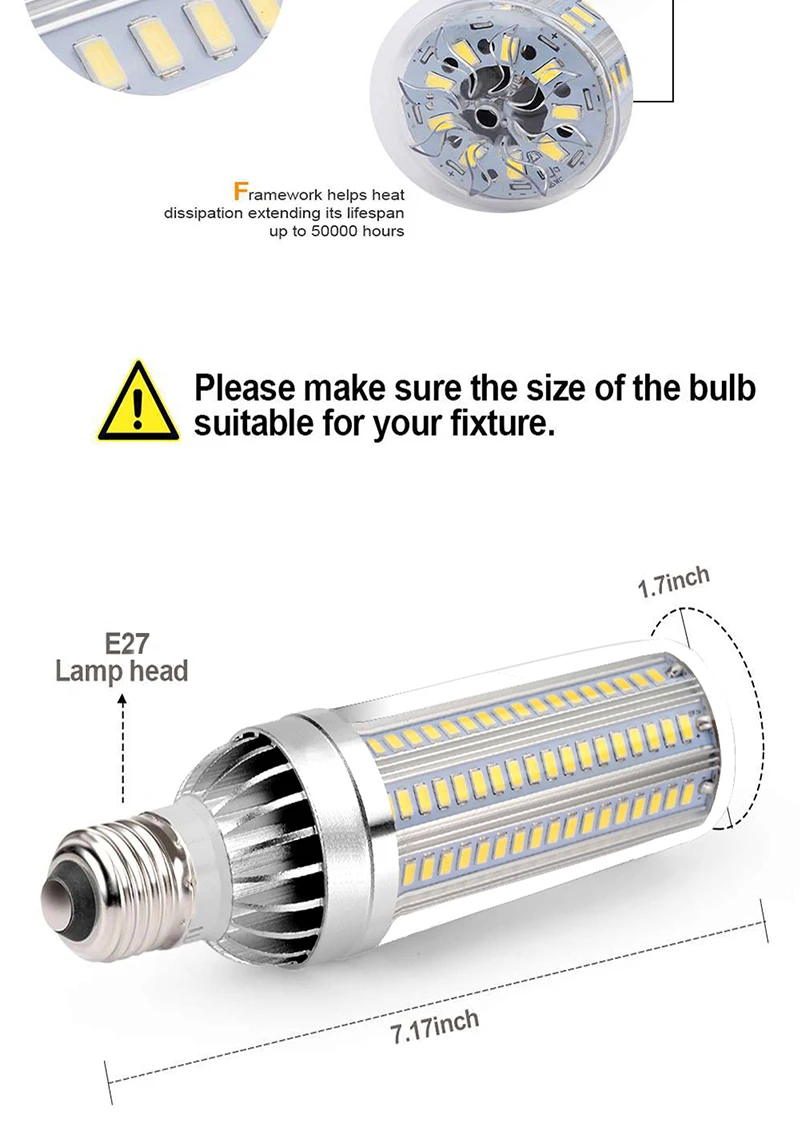 [Ltoon] E27 кукурузная лампа 50 Вт, 35 Вт, 25 Вт светодиодный потолочный светильник 110 V 220 V Алюминиевая СВЕТОДИОДНАЯ Лампа ампулы для приготовления пищи на воздухе квадратный площадка освещения пакгауза