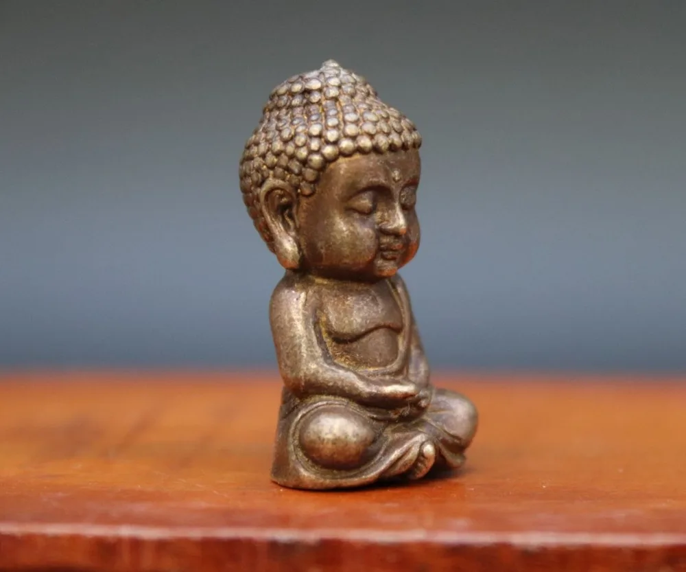 Китайская Статуэтка из чистой бронзы Sakyamuni shakyamuni Tathagata Buddha Amulet Sit 4 см|Статуи и