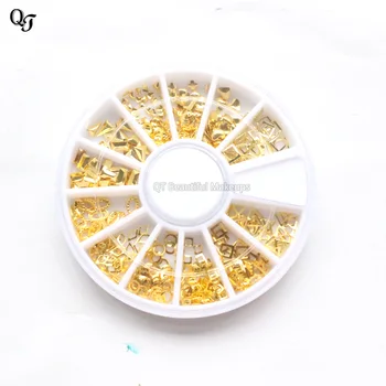 

1 Box Nail Art Rhinestones with 12 Kinds Designs 3D Nail Art Decorations Wheel DIY Steel Gold Hollow Nail Stickers Sheet