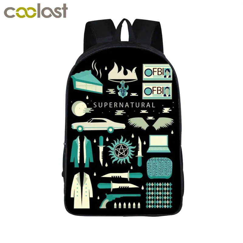 Us 16 97 39 Off Supernatural Backpack Demon Hunter Winchester Bros Sam Dean Book Bag Children School Bags For Agers Backpacks In