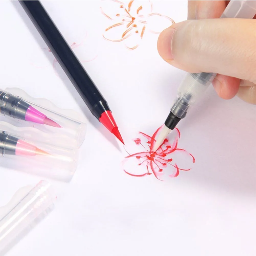 

New Arrivals Gift Toy for Kids Refillable Drawing Painting Tip Watercolor Brush Pens Set 20 Colors School Stationery Supplies
