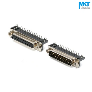 

100Pcs Male/Female DB25 DR25 D-sub Right Angle PCB Mount Double Row Pins Electrical Connector Socket With Screw Nuts