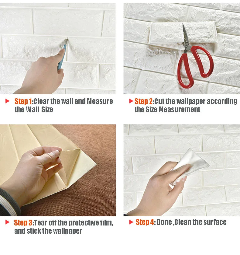 DIY Auto Adhensive 3D Tijolo Adesivos de