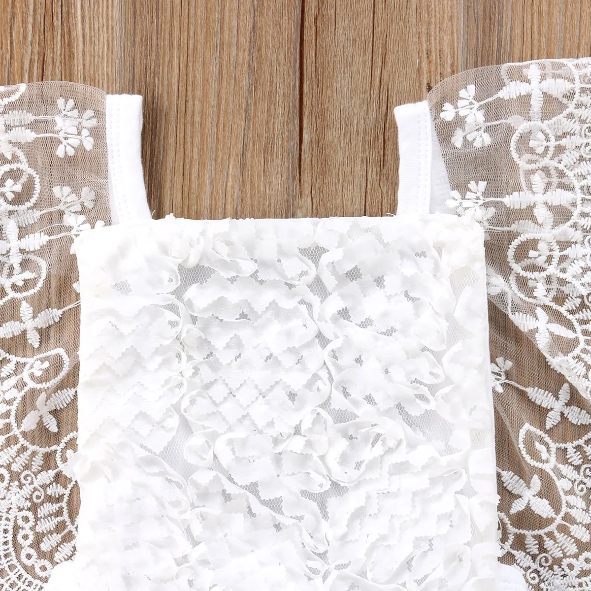 Комбинезон Emmababy с коротким рукавом и оборками для новорожденных девочек Белое
