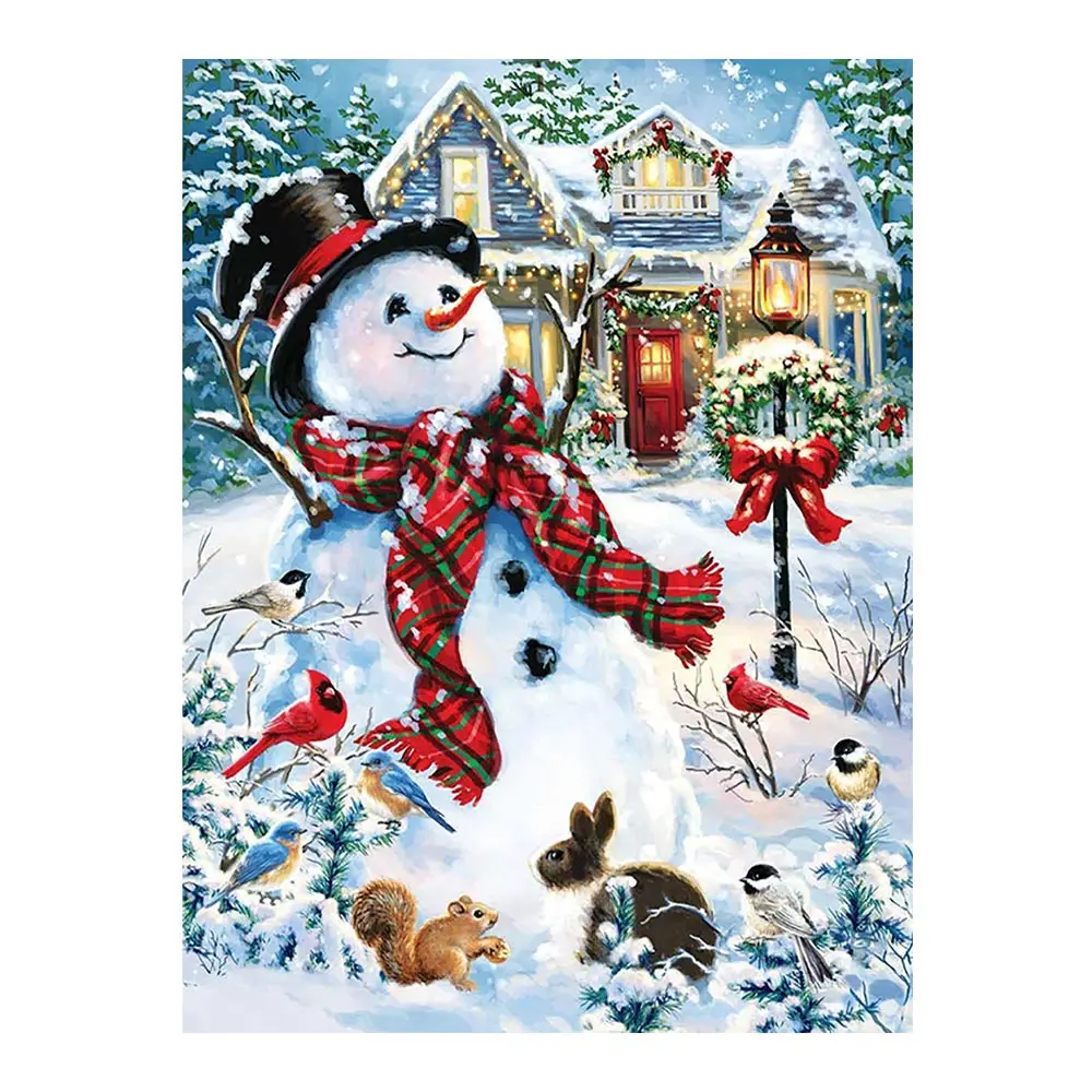 

cartoon Snowman Diamond Painting Full Round Christmas gift New DIY Sticking Drill Cross Embroidery 5D simple Home Decoration