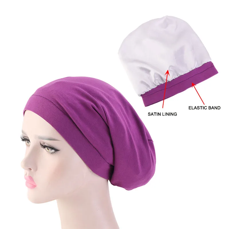 Women satin lining chemo cap elastic band night sleep cap Cancer Chemotherapy Chemo Beanies Cap Headwear Hair Accessories winter cap