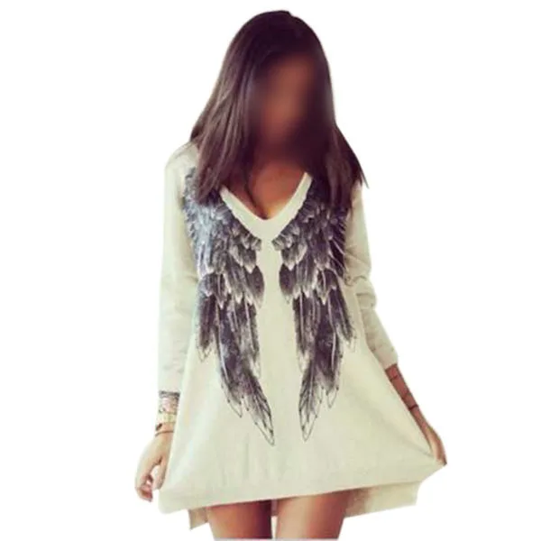 

Women Fantastic Korean Fashion Women Loose Oversized Angel Wings Printed Tops T shirt Women camisetas verano mujer
