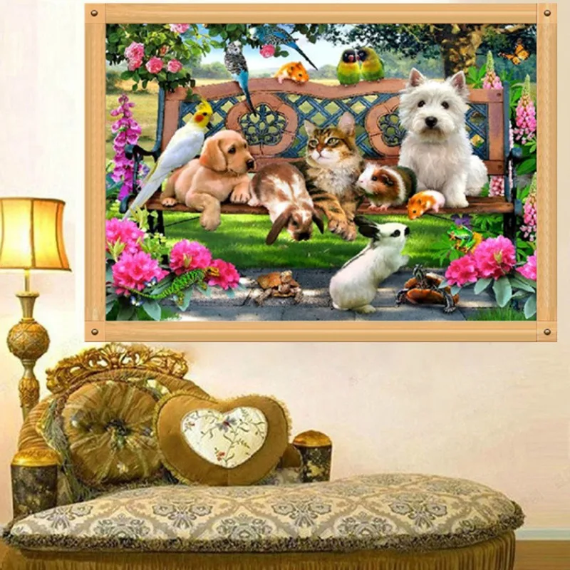 

Round Rhinestone Diamond Embroidery Diy Diamond Painting Cross Stitch Dog Cat Flower Garden