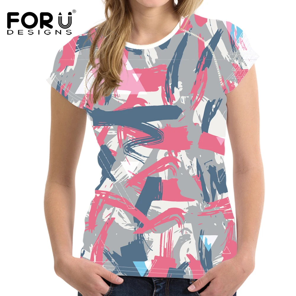 Зеленая Женская камуфляжная футболка FORUDESIGNS Повседневная летняя яркая женская bff