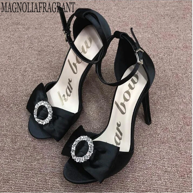 satin high heel sandals