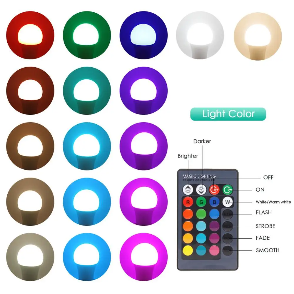  LED RGB Bulb E27 Light RGB RGBW RGBWW Dimmable IR Remote 5W 10W 15W AC 220V Colorful Magic Holiday  - 33036900357