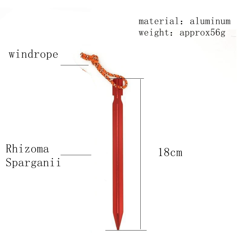 4Pcs 18cm Outdoor Tent Nail  Aluminium Alloy Stake Rope Camping Equipment Camping Accessories Tent Peg 4