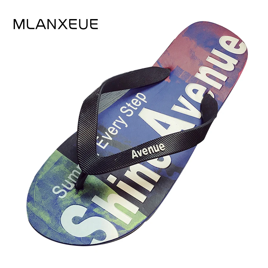 

MLANXEUE Clip Toe Non-slip Camo Men Slippers PVC loafer Male Flip Flops Plus Size Soft Sole Slippers Beach Black Men shoes