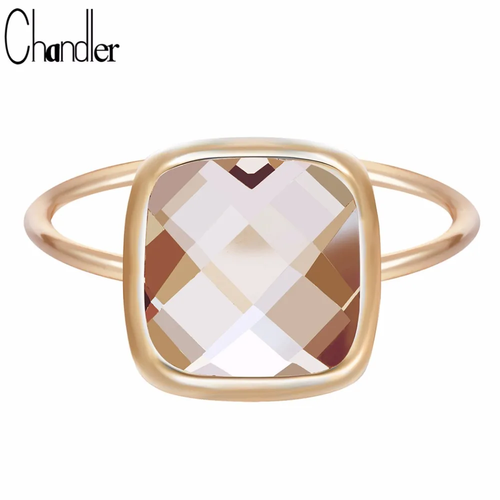 Chandler 2017 Antique Orange Big Austrian Crystal font b Rings b font For Women Wedding Band