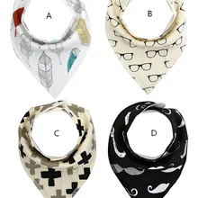 Бандана нагрудники для малышей | унисекс Слюнявчики | органический хлопок INS дизайн 4 шт./компл./перо/стекло/Крест/усы