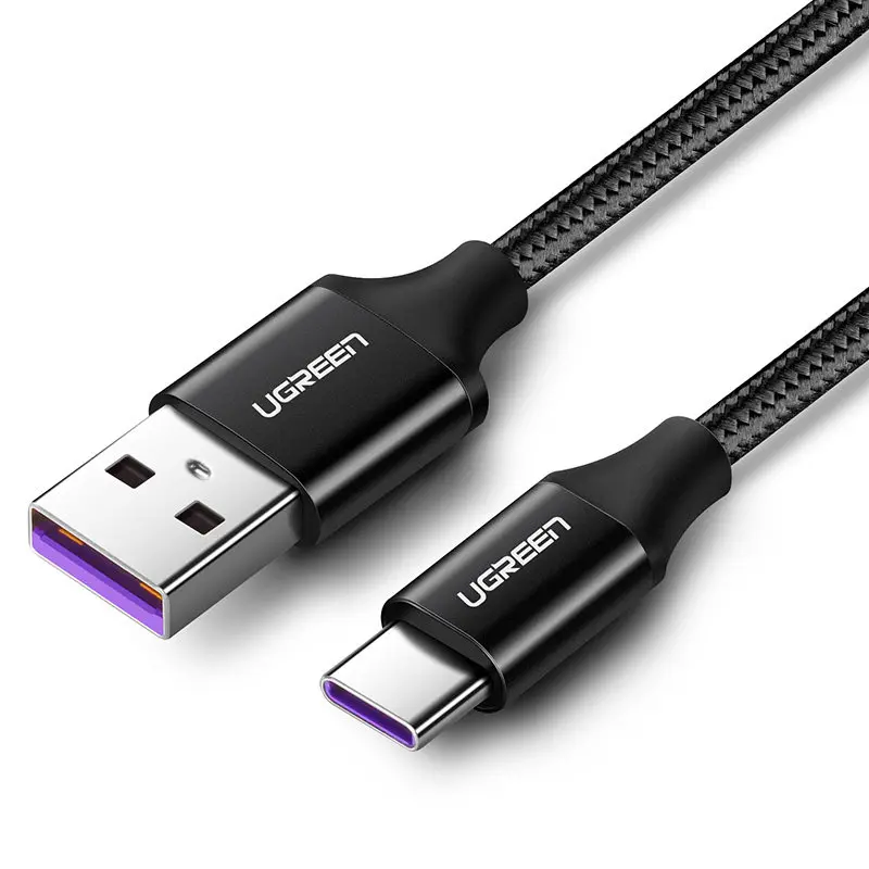 Ugreen 5A usb type-c кабель для huawei mate 20 pro P30 usb c кабель Быстрая зарядка для samsung s8 s9 xiaomi mi 9 mi x 2 зарядный кабель - Тип штекера: Braided Black