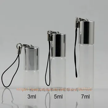 

3ml/5ml/7ml clear glass bottle with glass/steel roller+silver aluminum lid,perfume/roll-on/essential oil/sample bottle
