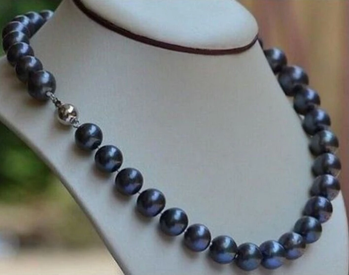 

0001150 natural 10-11mm black blue south sea pearl necklace