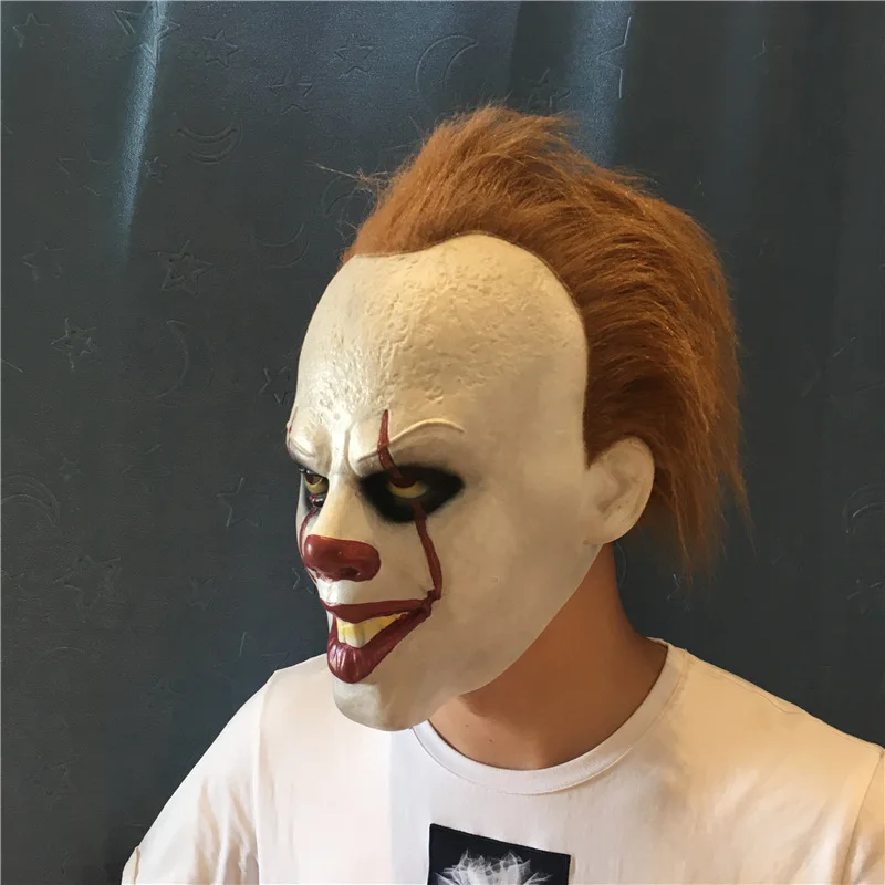 Стивен Кинг это пеннивайз Джокер косплей маска на голову полностью, из латекса шлем ужас Хэллоуин вечерние карнавал бутафория для маскарада