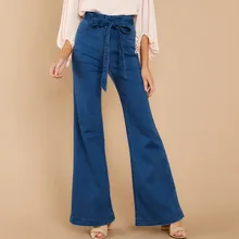 Womail, женские джинсы, s, одноцветные, на шнуровке, большой размер, на шнуровке, джинсы, стрейчевые, тонкие, сексуальные, модные, расклешенные брюки, высокая талия, джинсы для женщин, Jun 19