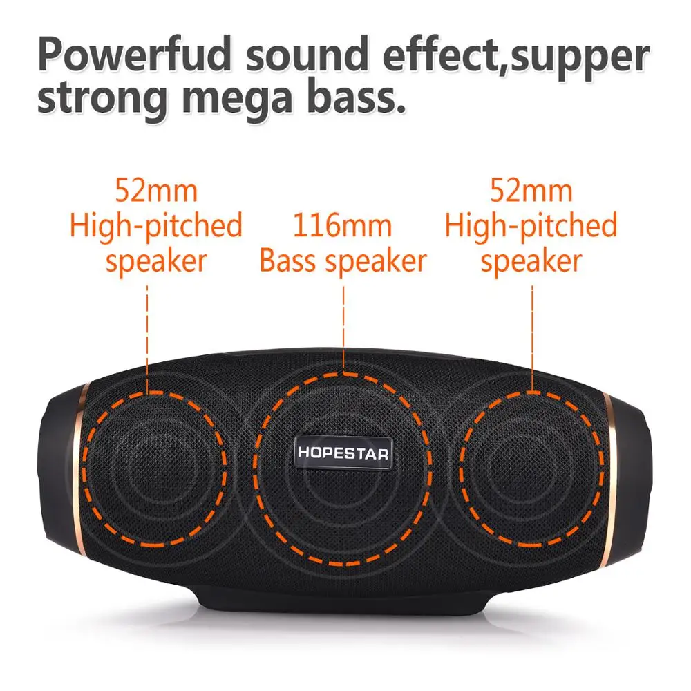  HOPESTAR H20 Portable Wireless Bluetooth Speaker 30W Life Waterproof Outdoor Speakers Bass Effect M