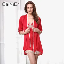 Caiyier элегантный кружевной халат комплекты Ночные сорочки кружево Лето спинки Для женщин полые ремень белье Ночное белье Ночные сорочки LLP5669
