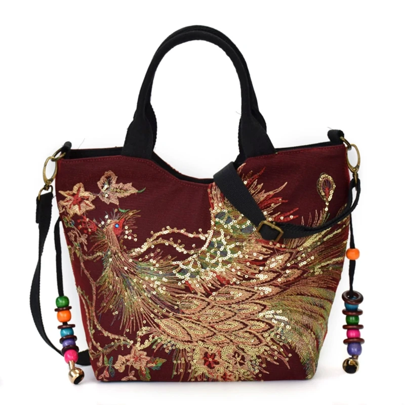 Новая модная женская сумка с вышивкой в этническом стиле, Сумочка через плечо, женская сумка через плечо, винтажные холщовые сумки