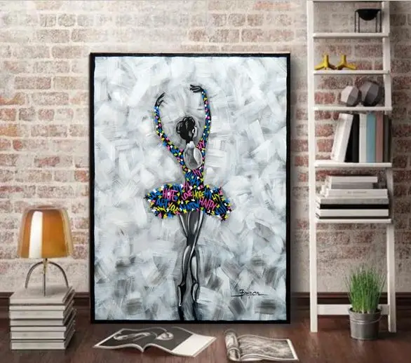 100% Hand Painted Popular Art Graffiti Artworks Carton On Canvas For Sitting Room | Дом и сад