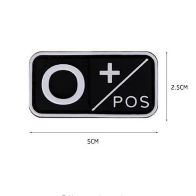 Спортивные черные сувениры 3D ПВХ A+ B+ AB+ O+ Положительный A-B-AB-O-отрицательный Тип крови группа патч тактический боевой значок - Цвет: O1