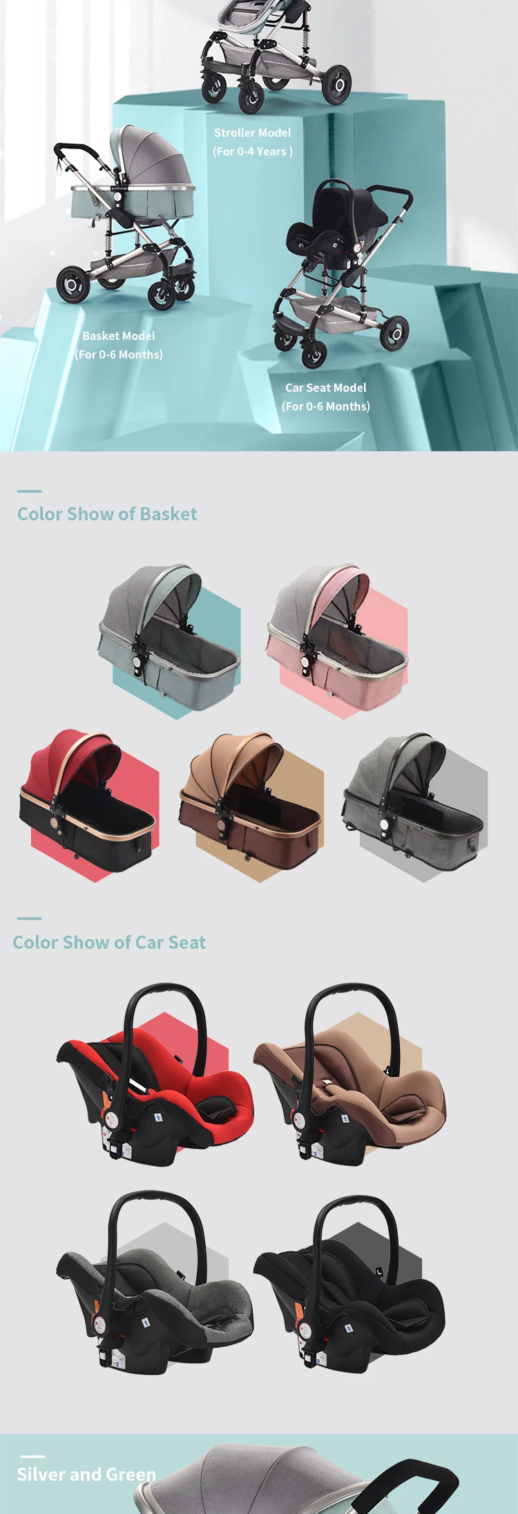 0-3 years old Age Group and CE Certification Multifunctional 3 in 1 High Landscape  Baby Stroller Aluminum Alloy Frame