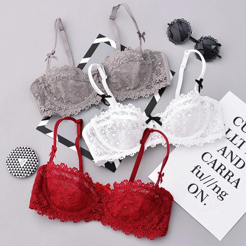 

Brand 2018 Sexy Bra Set Unlined Push Up Underwear Women 3/4 Cup Fashion adjustable strap brief sets Push up Vs Bra