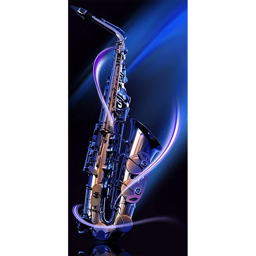 

HommomH Beach Towel Modern Blue Saxophone Design 27 x 54 Inches