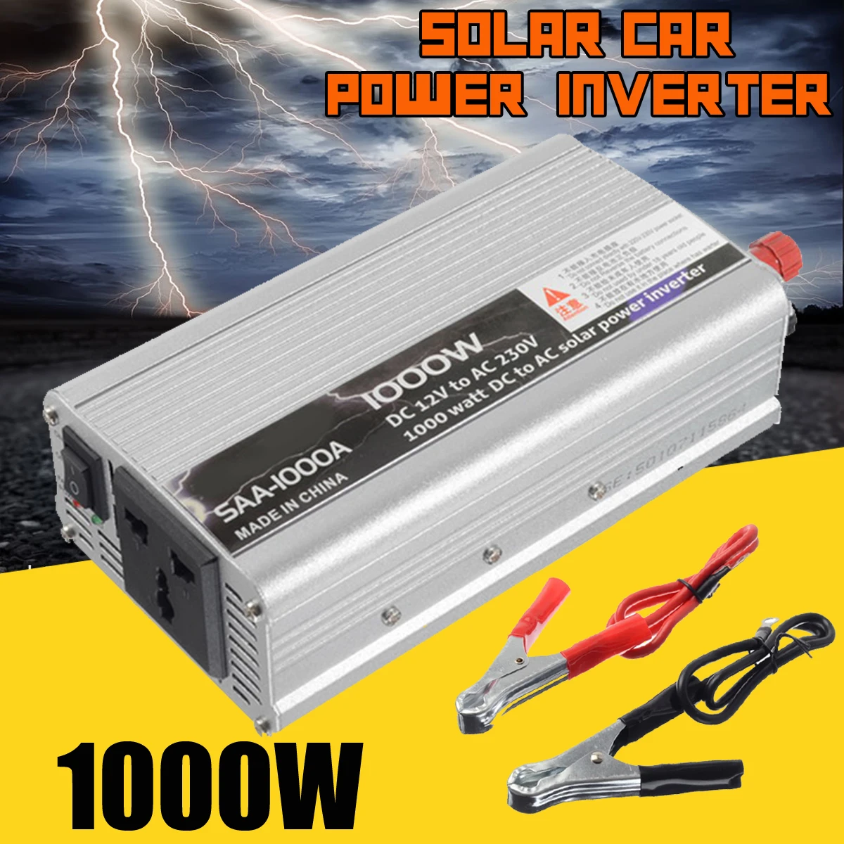 

Mini 1000W LED Display DC 12V to AC 220V Solar Home Car Power PV Inverter Converter Pure Sine Wave Supply Switch Wind Power