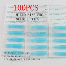 100 шт. Лот синий смешанные стерильные одноразовые татуировки Gun Насадка Советы иглы трубка для татуировки иглы чашки чернил сцепление Наборы