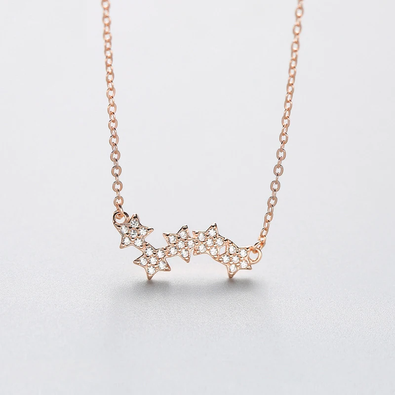 

2019 Real 925 Sterling Silver Zircon Star Pendant Necklace For Charm Women birthday Party Fine Jewelry Accessories Gift A8475