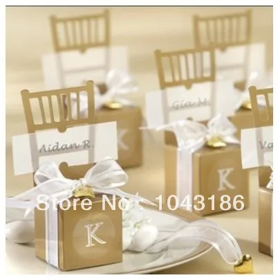 

Wedding favor--Monogram Gold Chair Favor Box 100PCS sweet candy box