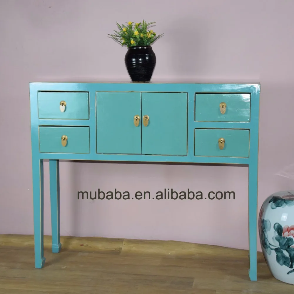 Madeira neoclássico mesa aparador com colorido pintura laqueada