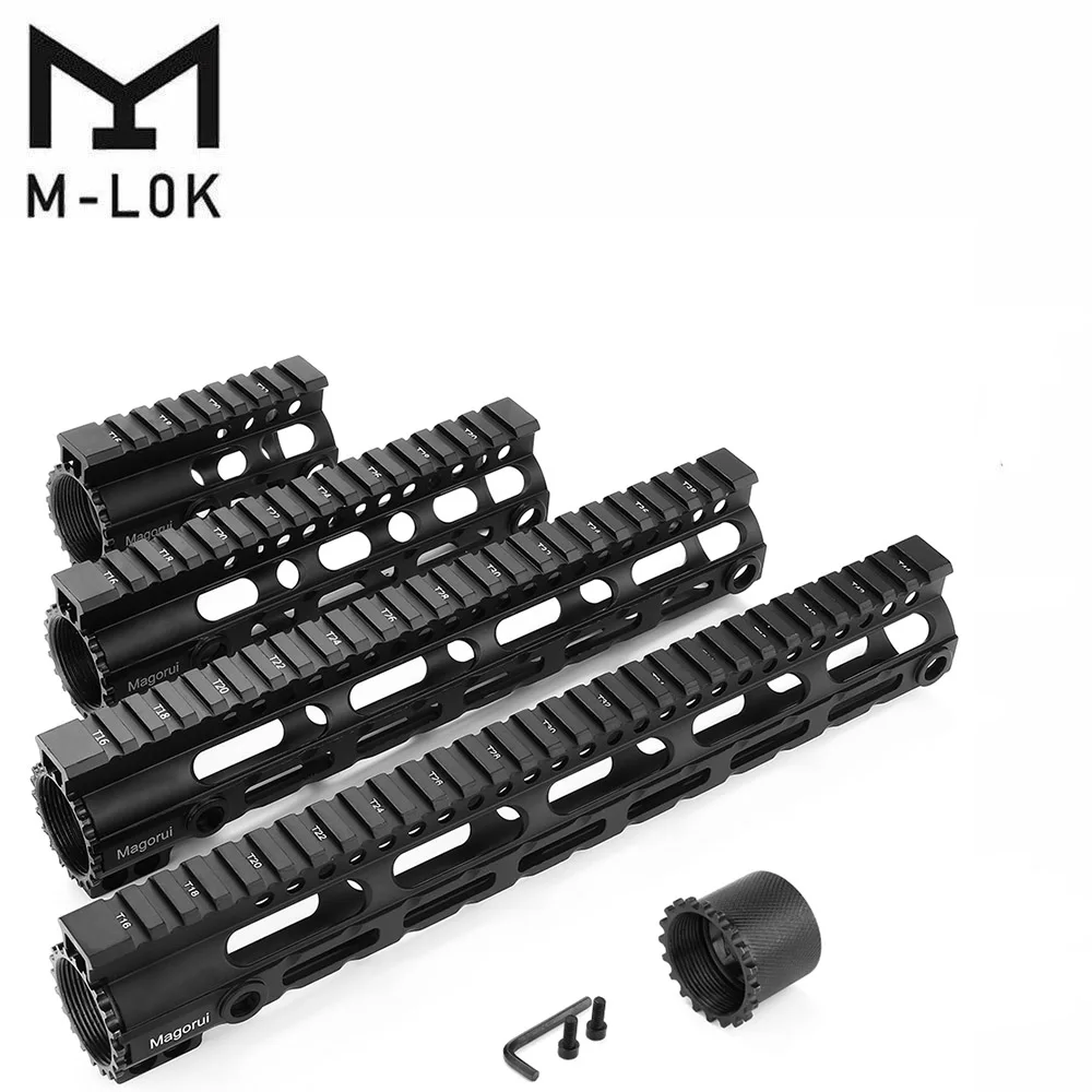 Magorui Тактический AR-15 M4 M-LOK 4'7'10'12'15 дюймов MLOK тонкий свободный поплавок Handguard Пикатинни кронштейн Forend баррель гайка