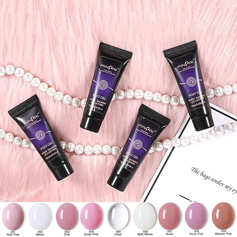 

15ml Poly Gel Nail Acrylic Crystal UV LED Builder Gel Tips Enhancement Slip Solution Quick Extension Gel
