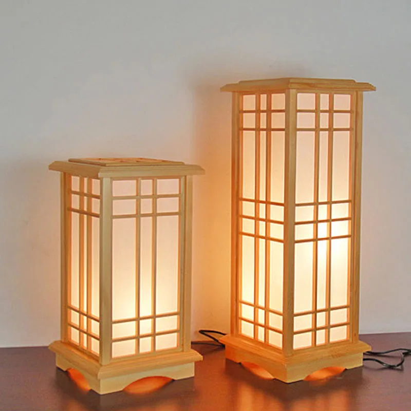 

Japanese wooden Floor Lamps creative bedroom bedside lamp retro study cafe decorated Floor lights H 45/ 63/ 86 cm lamps ZA