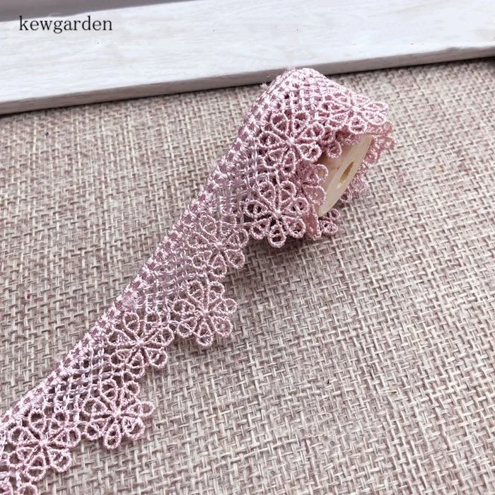 Kewgarden Hollow Jacquard Water Soluble Hollow Lace Handmade Tape DIY Clothing Dress Laciness Ribbon Webbing 2 Meters - Цвет: 23mm pink