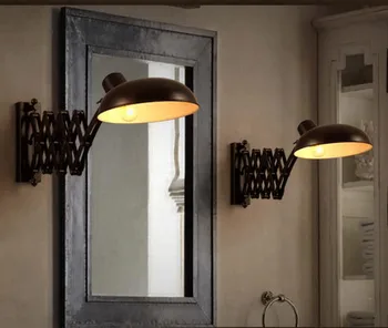 

Loft Vintage Black Iron Stretch Retractable Wall Sconce,Telescopic Arm Swing Wall Light deco arandela Stretch Length adjustable