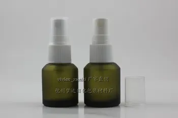 

15ml green frosted Glass travel refillable perfume bottle with white plastic atomiser/sprayer,perfume container,perfume packing