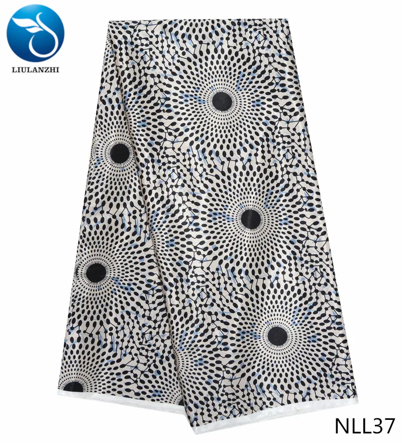 

LIULANZHI ankara fabric imitated silk fabrics african prints silk satin fabric wedding dress fabric design 5yards/piece NLL20-43