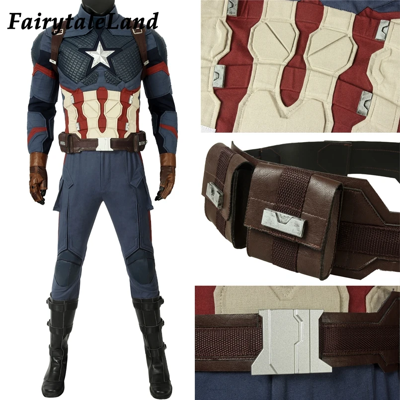 Captain America Avengers Endgame Cosplay Costume Full Set - Steve Rogers Jumpsuit with 5 Star Vest - Customizable image 3