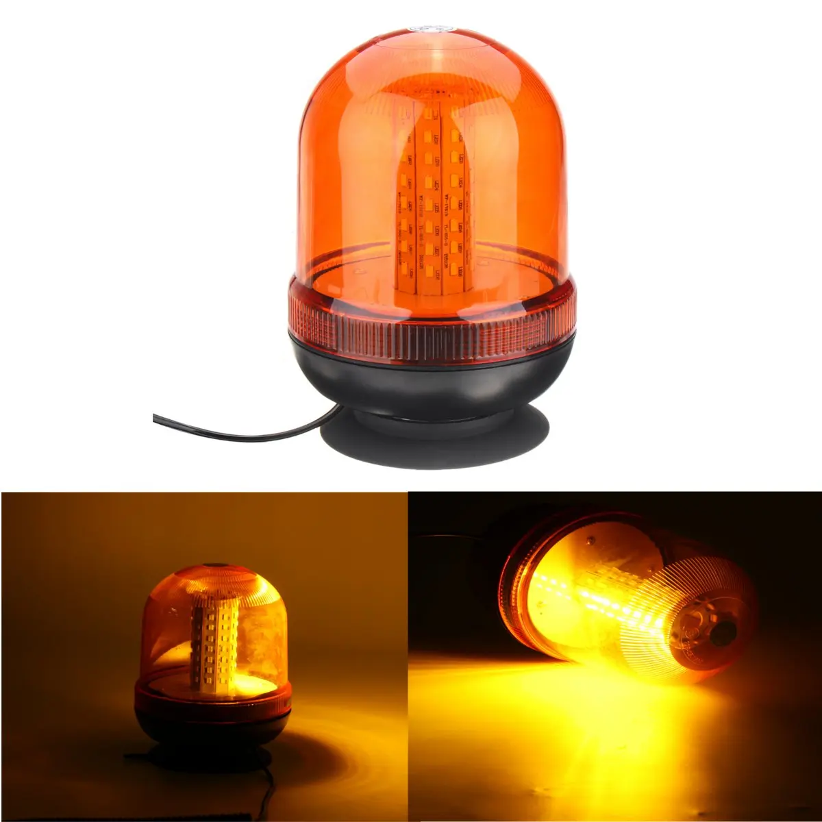 

80 LED 12-24V Magnetic Mount Rotating Flashing Amber Dome Beacon Recovery Warning Light