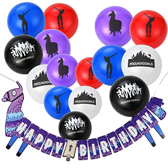 

Video Game Party Supplies Balloons and Banners - 50pcs MIX Colorful Latex Party Favors Balloons and Birthday Banner Decorations